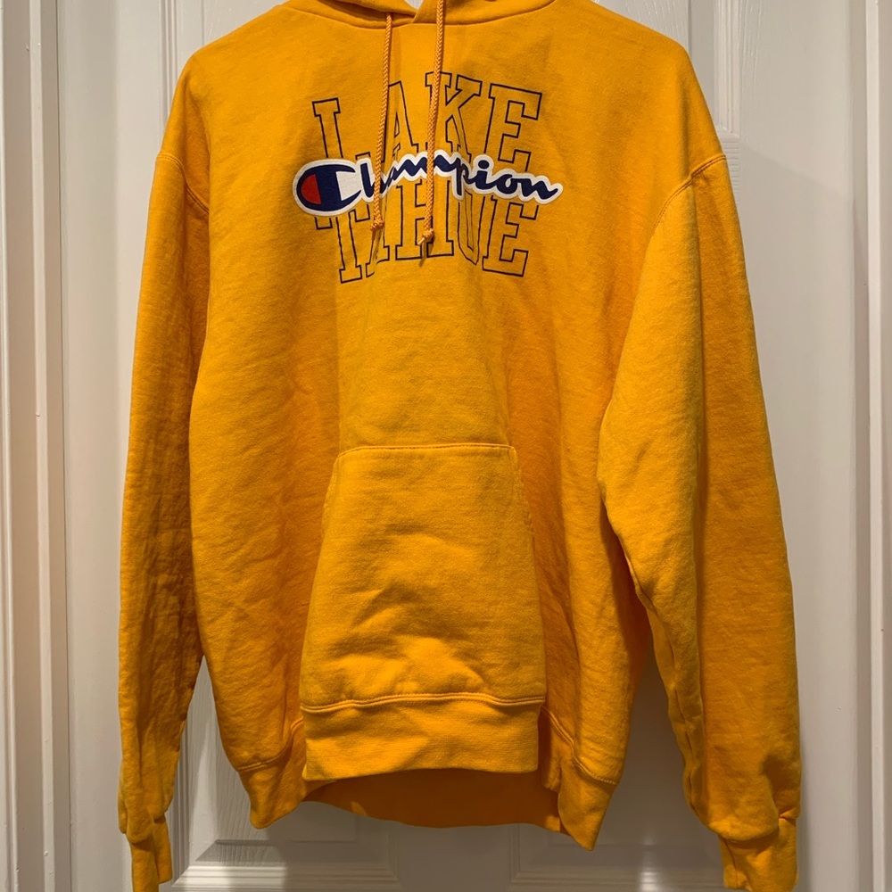 Yellow Lake Tahoe Hoodie Champion size Large